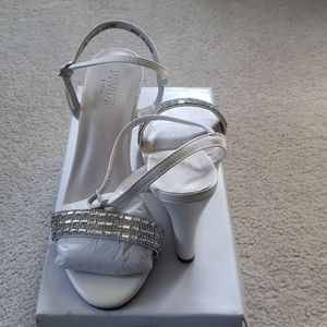 White wedge shoes.